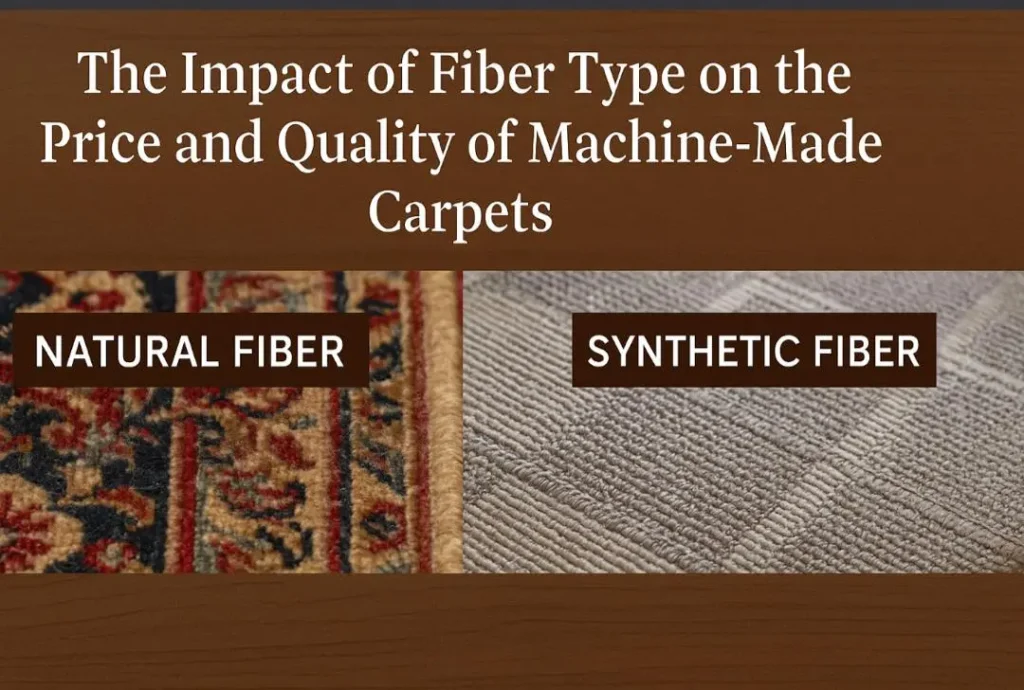 Comparison of natural and synthetic carpet fibers with visual examples
